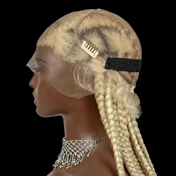 Braided full lace wig, knotless box braids, long  medium Braids, blond wig NWT - Picture 6 of 13